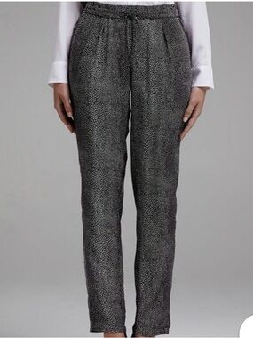 Joie Tashira Silk Pull On Pant in Stingray Black and White size large